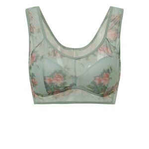 ElleBloom Ice Silk Lace  Comfort Bra NWT Fits 32 B - 34 C Ice Blue Floral